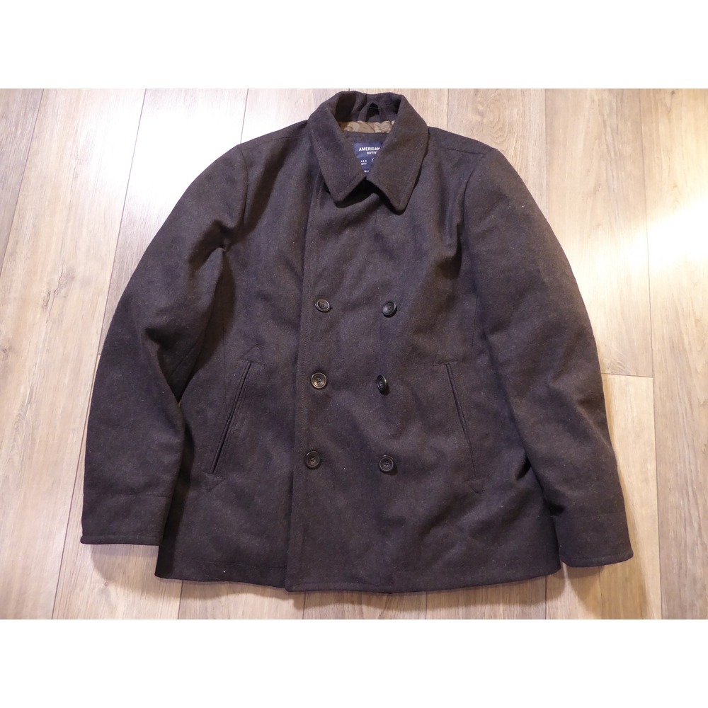 American Eagle Outfitters Men's Wool Blend Pea Coat Charcoal Gray Large